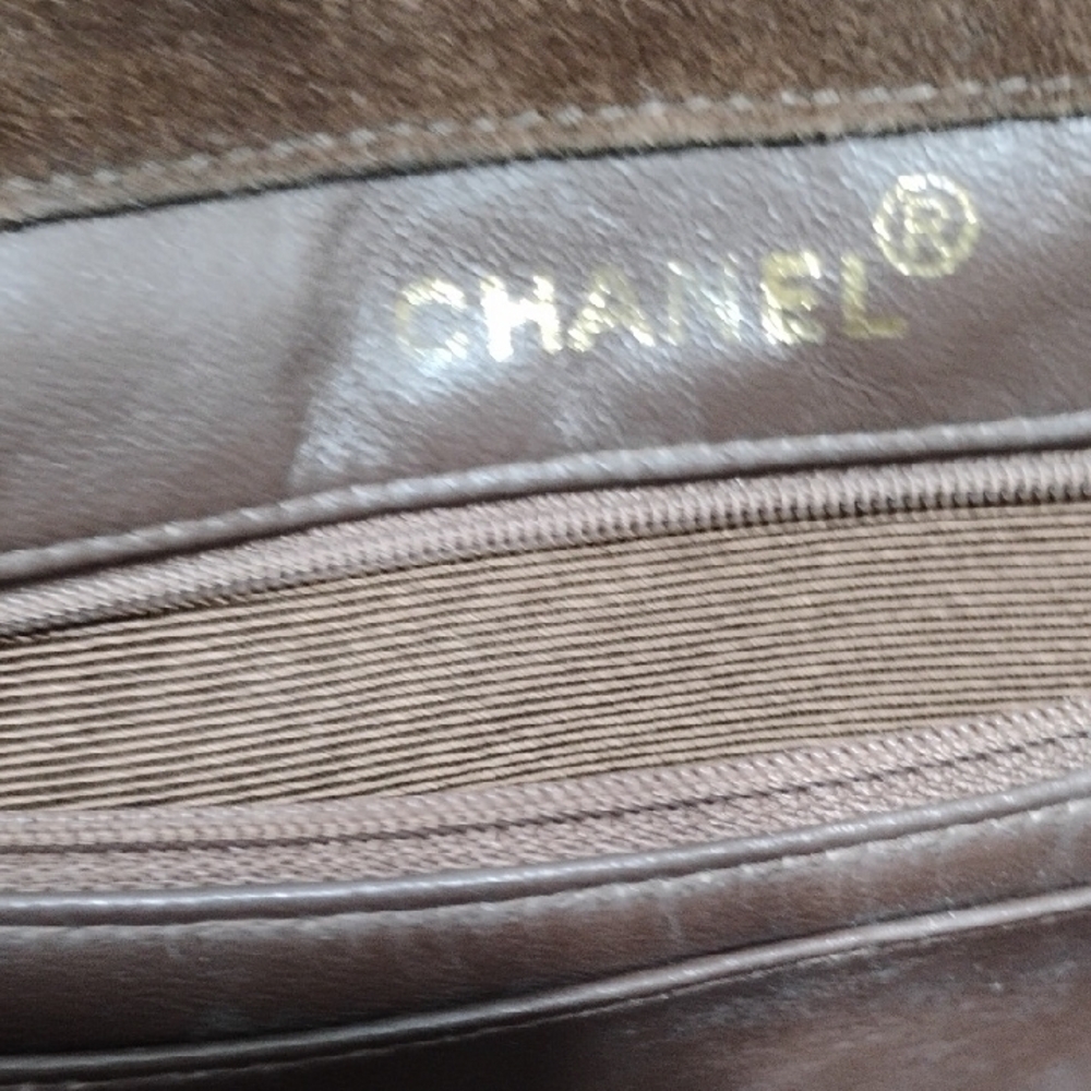 Authentic CHANEL Vintage Brown Suede Tote Handbag W Dust Bag - Picture 14 of 16